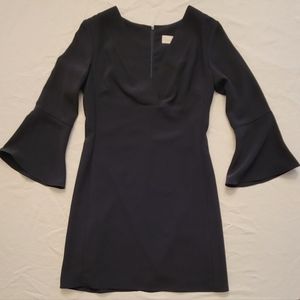 Amanda Uprichard V-neck, bell-sleeved, dark green cocktail dress, size S